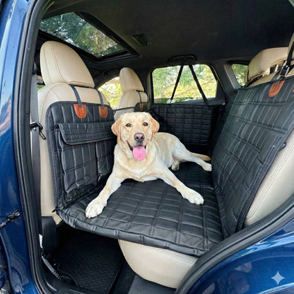 Leather Backseat Extender for Dogs - Black with Door Covers
