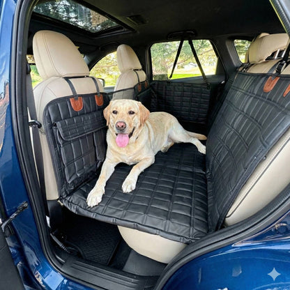 Leather Backseat Extender for Dogs - Black with Door Covers